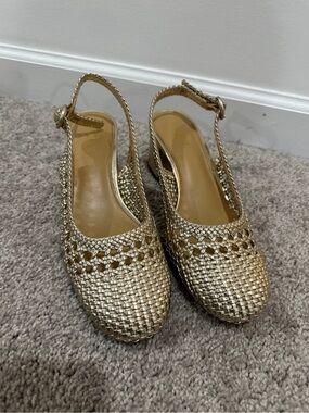 NEW J CREW woven heels size 7